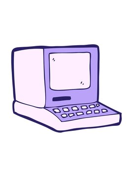 splitting motion animation of cartoon old computer