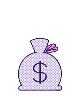 stretching up animation of comic book style cartoon of a bag of money