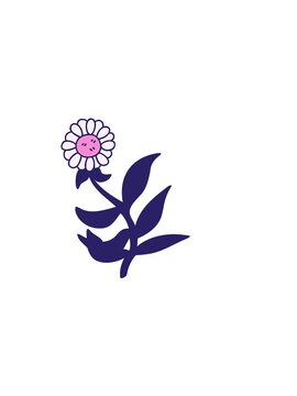 horizontally vibrating animation of hand drawn quirky cartoon daisy flower
