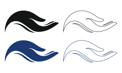 Obraz premium Abstract Hand Shape Care Support Protection Symbol Minimal Vector Illustration