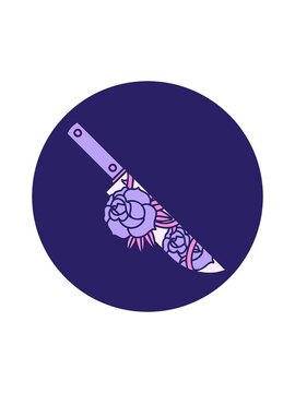 popping motion animation of tattoo style image of a dagger and flowers