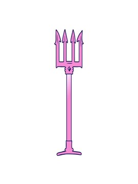 stretching up animation of cartoon trident