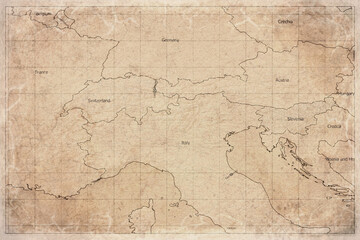 Fototapeta premium Vintage Map Of Alpine Region On Retro Paper Background