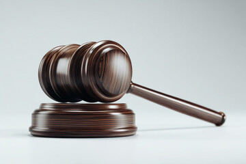 Obraz premium Wooden judge gavel on sound block close-up