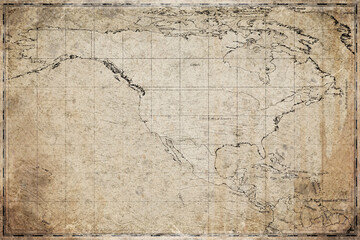 Obraz premium Vintage Map Of North America On Retro Paper Background