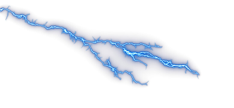Blue flash lightning glow cutout on transparent backgrounds 3d illustration png