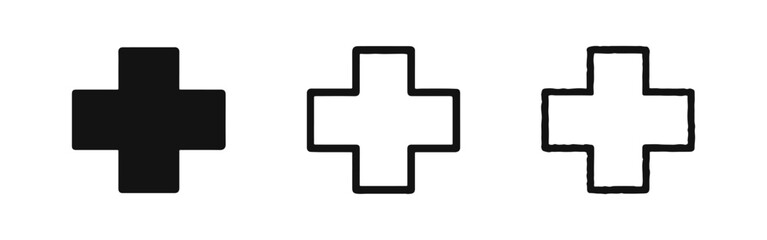 Obraz premium Plus Sign Cross Icon Set for Medical or Addition