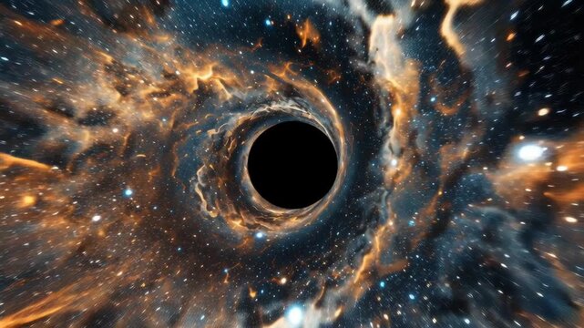 Black hole swirling galaxy cosmic energy deep space glowing nebula mysterious wormhole universe