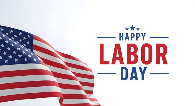 Happy labor day celebration with american flag