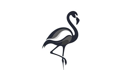 Naklejka premium Elegant black and white flamingo logo design on white background
