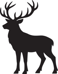 Fototapeta premium Majestic silhouette of a stag with large antlers standing in profile view Vector