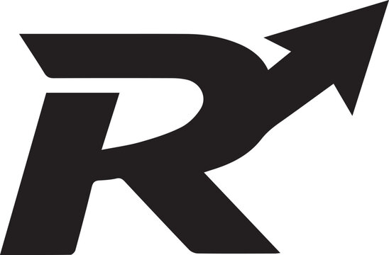 Dynamic logo featuring a bold letter r with an integrated upward arrow Vector