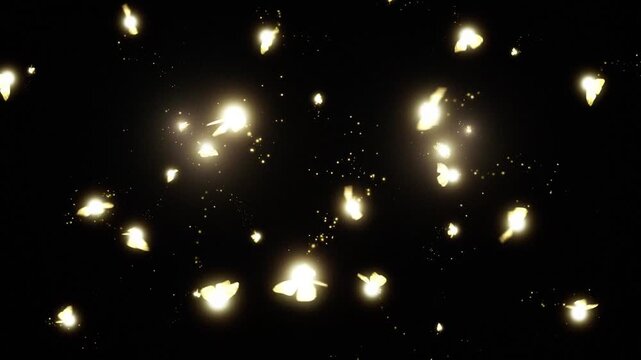 Butterfly Magic Particles Glow Dark Background 4K