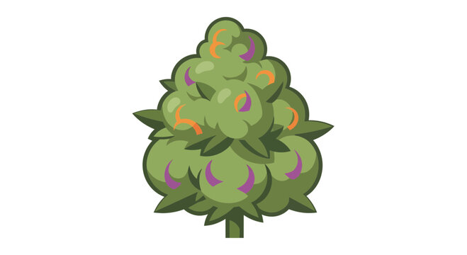 Stylized bud design showcasing vibrant green hues and unique patterned accents on a white background