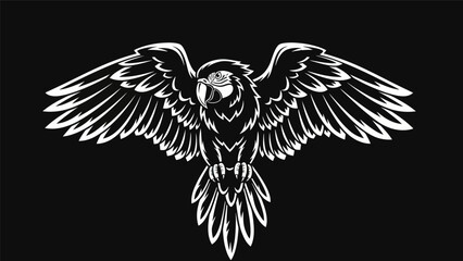 Obraz premium Parrot silhouette on black background