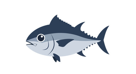 Obraz premium Stylized Cartoon Tuna Fish Illustration on White Backdrop for Children's Books