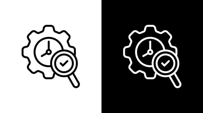Time Management Strategy White Icon Set Design