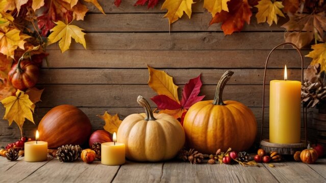Thanksgiving Table Setting with Decorative Pumpkins