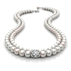 Fototapeta premium Elegant double strand pearl necklace with diamond clasp