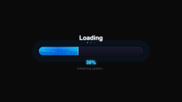 Blue loading progress bar showing system initialization status