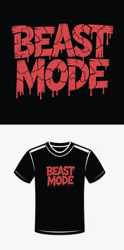 Beast Mode Cracked Red Dripping Text T- Shirt Design vector illustration