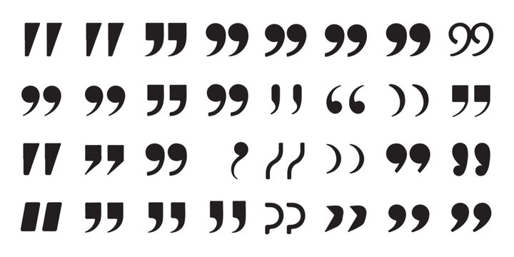 Creative quote icons set including diverse punctuation marks for unique typography and artistic layout design.