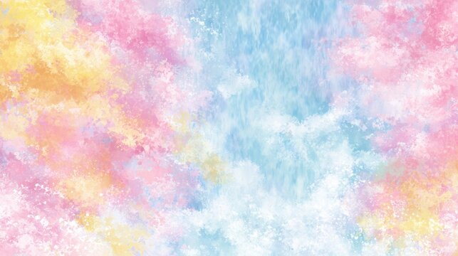 Soft pastel aurora hues of pink, yellow, and light blue create a dreamy, ethereal abstract background with gentle textures.