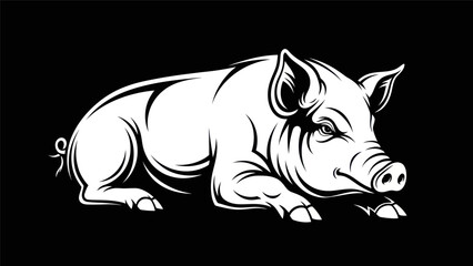 Fototapeta premium Pig illustration on black background