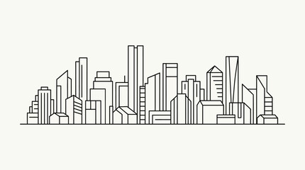 Fototapeta premium Abstract City Skyline Outline with Stylized Buildings in Bright Studio