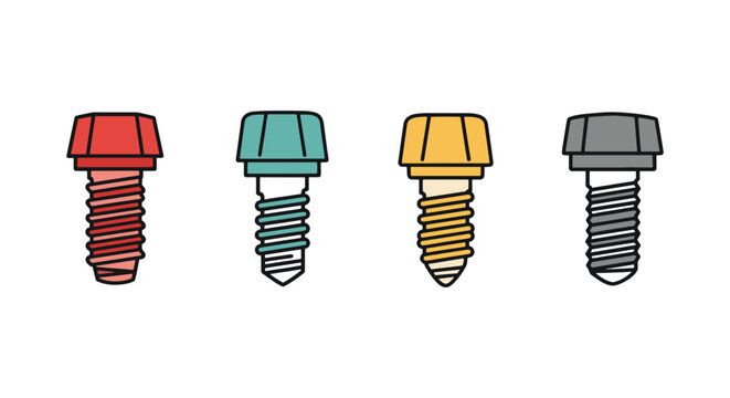 Lag Bolt Line art vector set abstract minimal shapes illustration