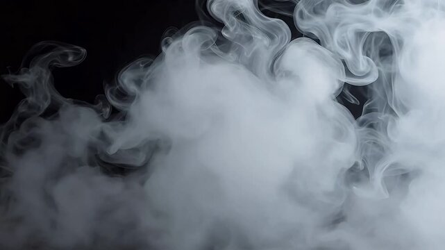  swirling white smoke on black background