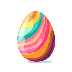 Obraz premium Easter Egg Colorful Stripes - Spring Holiday Decoration, Celebration of New Life and Painted Pattern, Happy Easter Festive Mood for Graphic Design element isolated on white background.