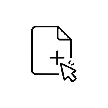 Black and white pointer cursor icon adding new file pointer and cursor vector illustration
