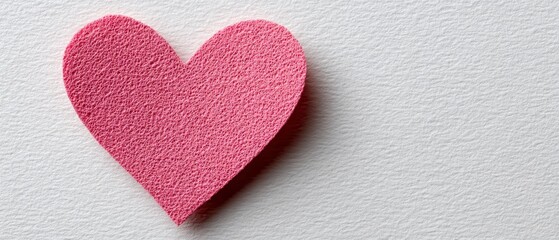Obraz premium Sparkling Pink Heart Shape Decoration On A Textured White Background Close Up Studio Shot