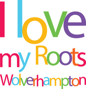 Wolverhampton city lettering with bright colorful typography for west midlands pride and community