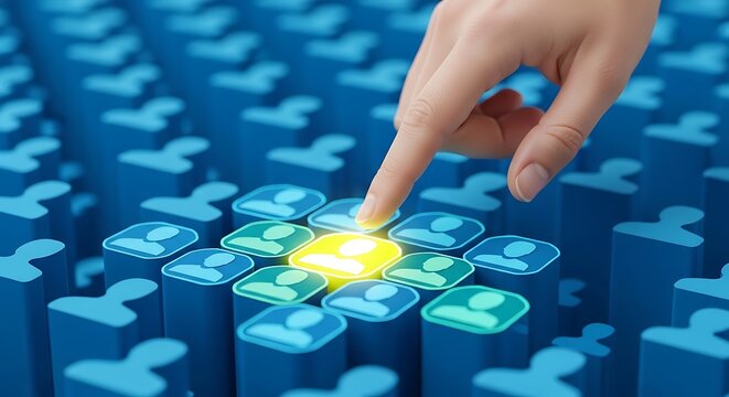 Marketing analytics interface highlighting specific customer profile within audience segmentation grid for targeted campaigns