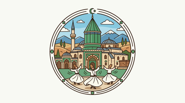 Mevlana Rumi Dervishes Dancing at the Green Mosque