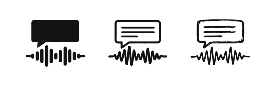 Voice Message and Audio Recognition with Sound Wave Icon Set