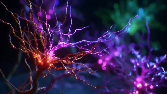 Intricate Neural Networks Illuminated: Captivating Glimpse of Colorful Neurons in a Stunning Visualization, Showcasing the Beauty of Biological Complexity