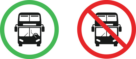 Allowed and prohibited bus traffic symbols on a road sign Vector © JESMIN