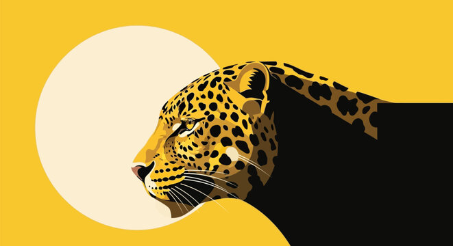 Majestic Leopard Profile with Intense Gaze.