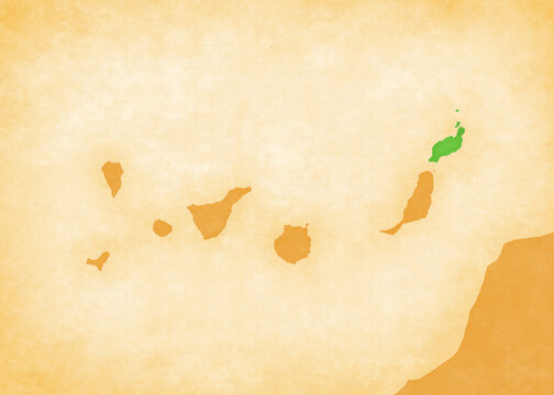 Ocher map of Canary Islands - Lanzarote