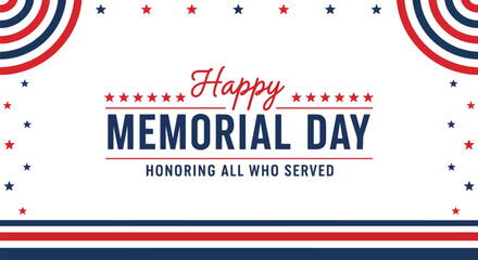 Obraz premium Patriotic Memorial Day design featuring stars and red, white, and blue elements, commemorating veterans, ideal for greeting cards, social media posts, and event promotions.