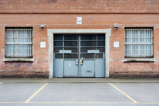 Front Entrance of Prison During Visiting Hours with Secure Entry Protocol  