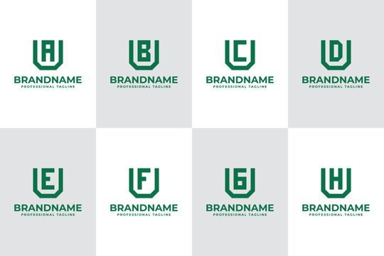 Letters UA UB UC UD UE UF UG UH Monogram Logo Set, great for AU BU CU DU EU FU GU HU Initials