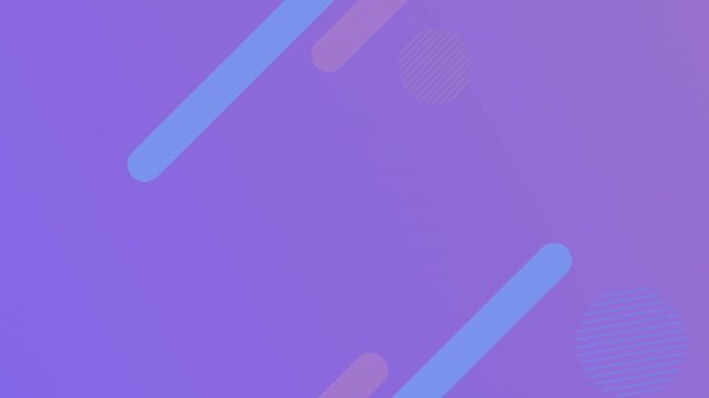 Animation of grid of pizza lightning bolt shapes flashing over abstract shapes on purple background