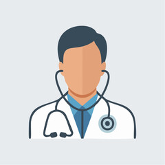Fototapeta premium Outline icon of a doctor with stethoscope, minimal design, professional healthcare theme