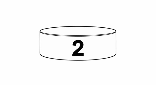 A simple line drawing of a cylindrical object with the number two prominently displayed