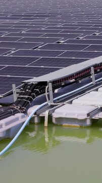 The main power cable installed with flexible cable conduit to Floating Solar PV System.