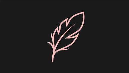 Pink feather outline on black background © Palmeiras